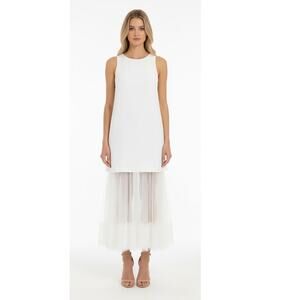 Anthropologie Sleeveless Tulle Maxi Dress Large White NWT